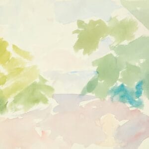 Watercolor painting depicting a landscape.